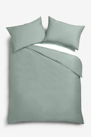 Green Sage Cotton Rich Plain Duvet Cover and Pillowcase Set - Image 3 of 4