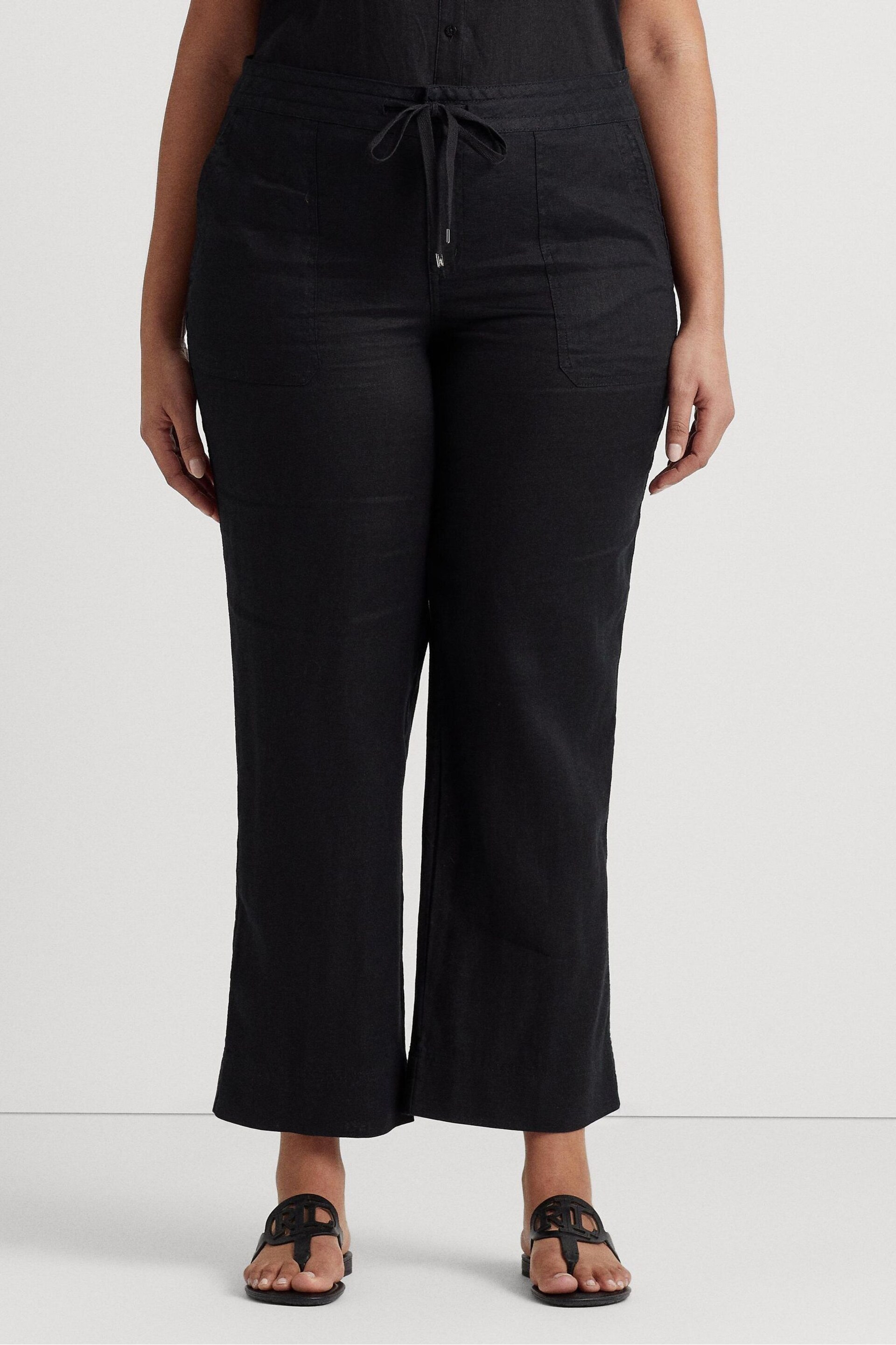 Lauren Ralph Lauren Curve Linen Drawstring Trousers - Image 1 of 8
