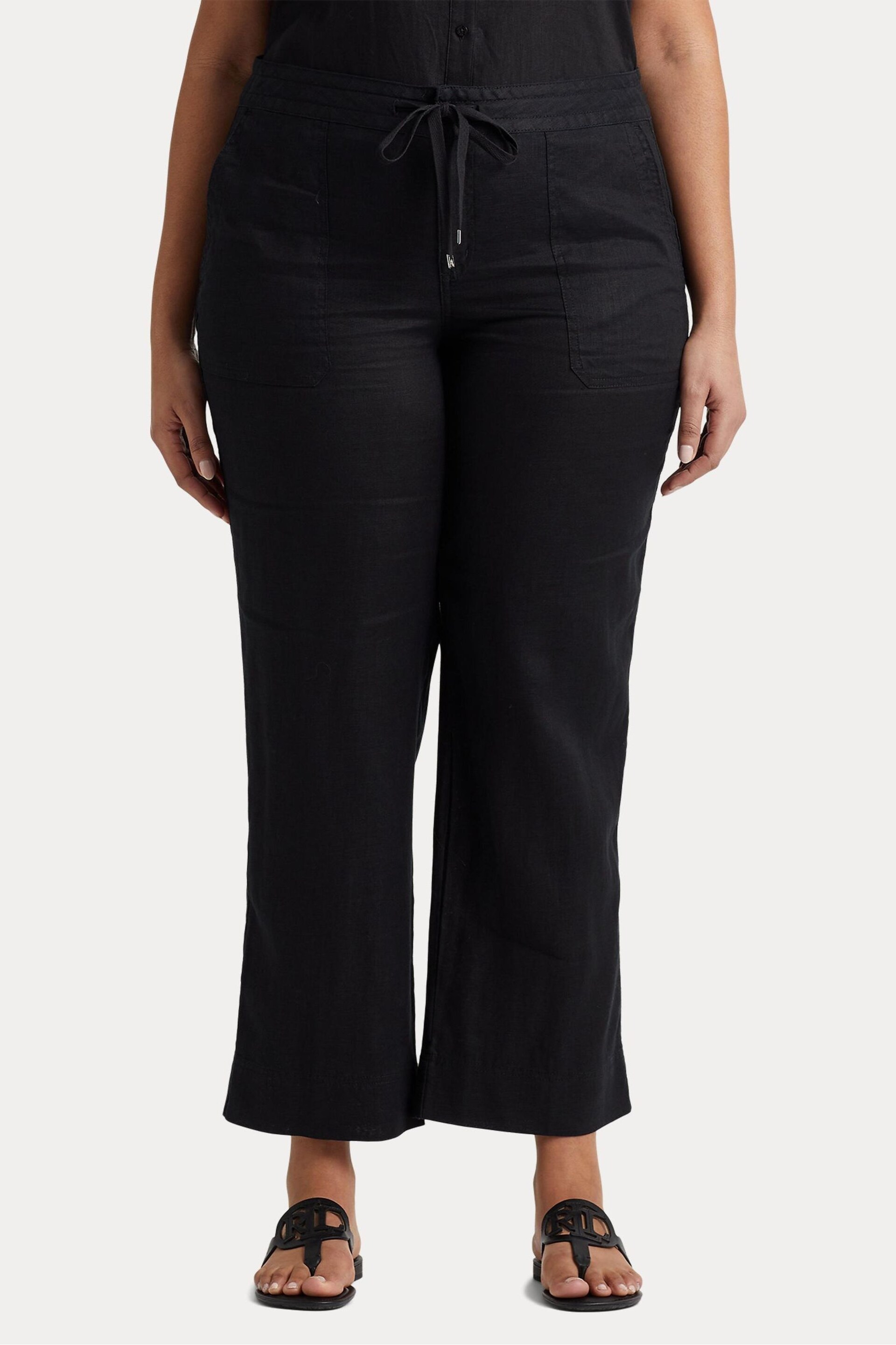 Lauren Ralph Lauren Curve Linen Drawstring Trousers - Image 4 of 8