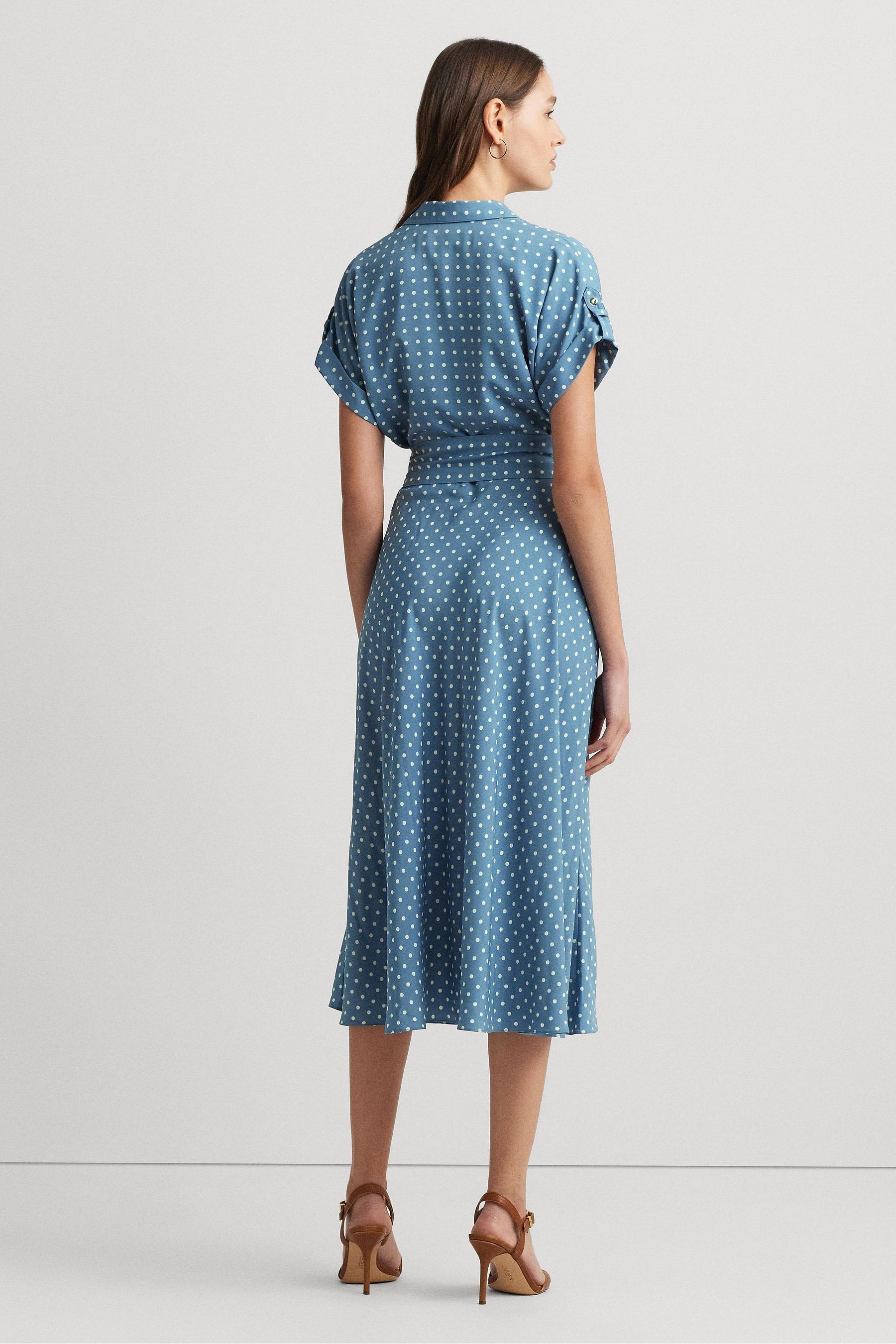 Buy Lauren Ralph Lauren Blue 100 Cotton Fratillo Polka Dota Belted Crepe Dress from the Next UK online shop