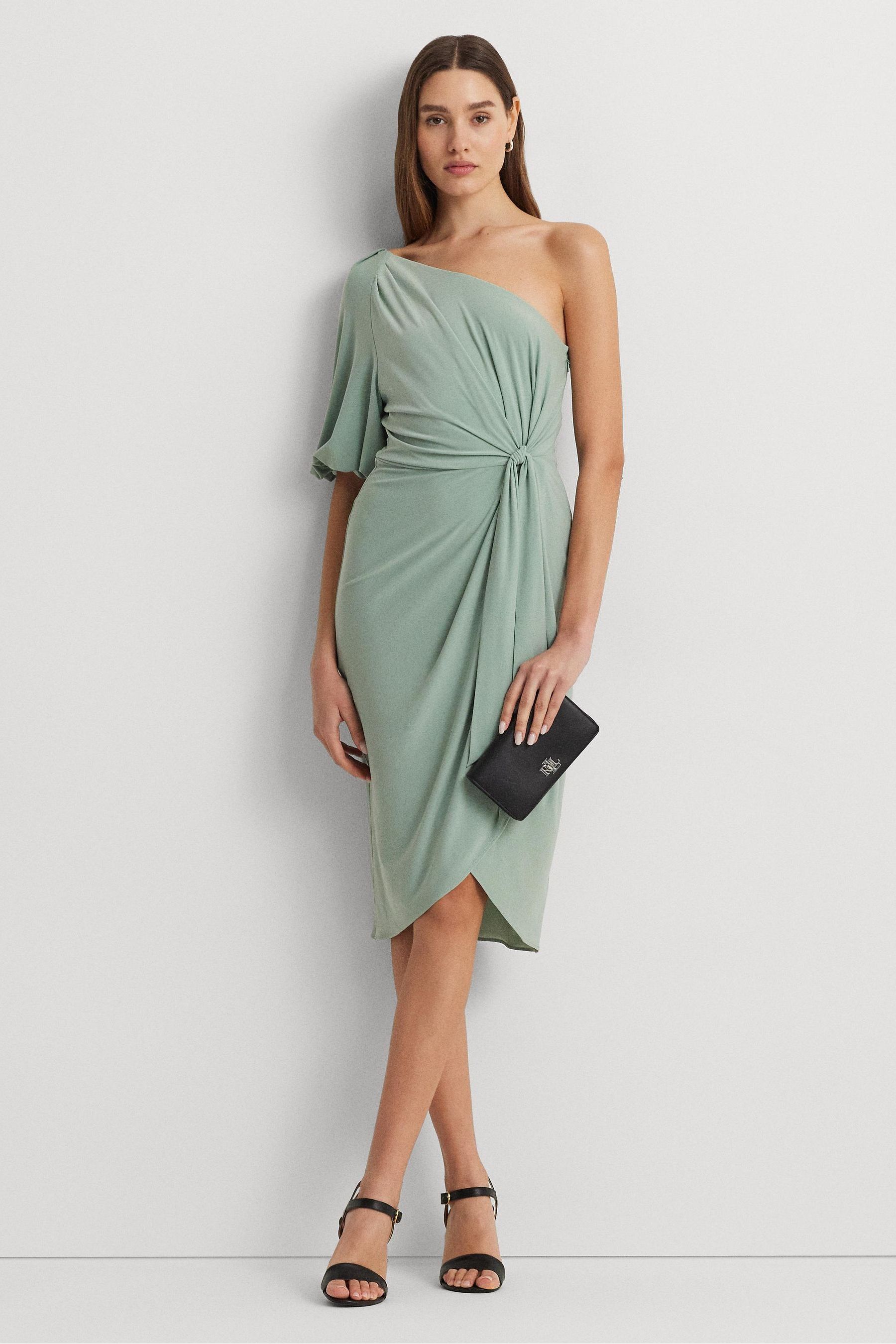 Buy Lauren Ralph Lauren Green Mariyow Jersey Tie Waist Balloon Sleeve Dress from Next Luxembourg