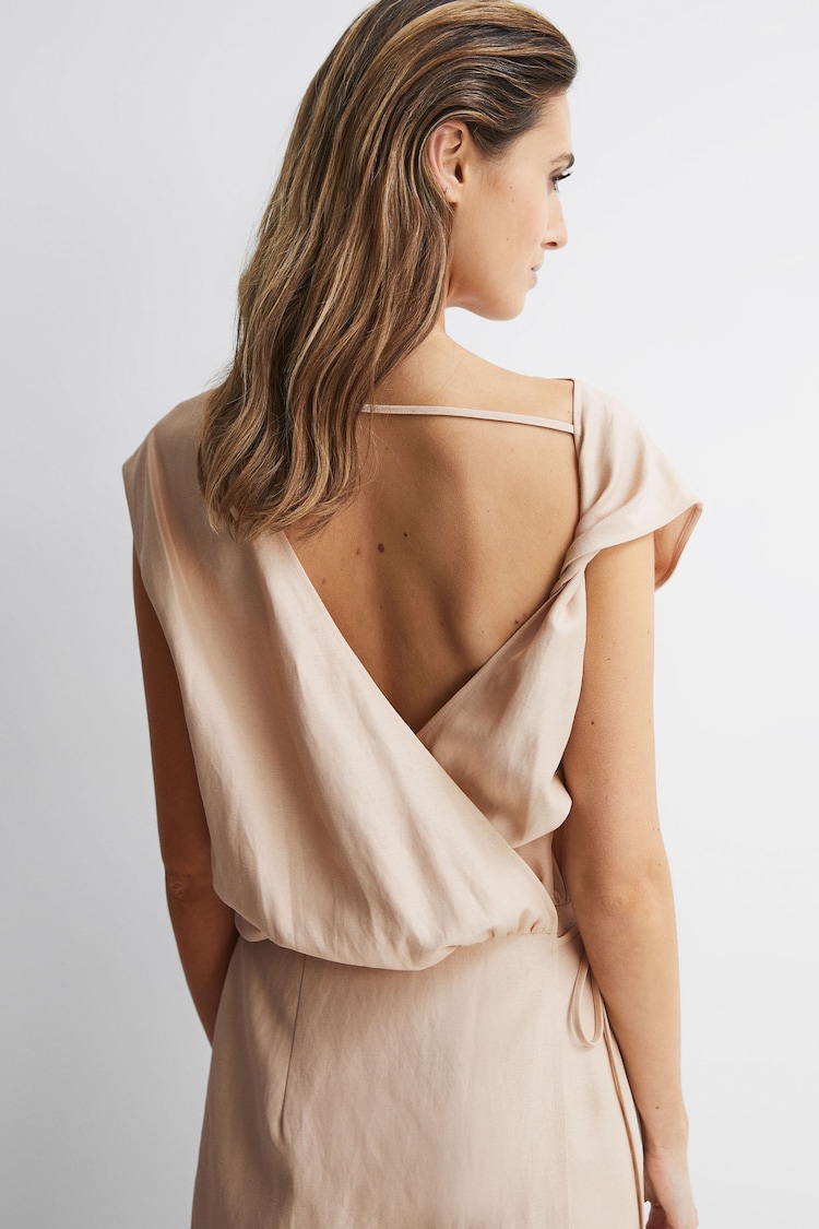 Reiss Nude Paloma Premium Linen Blend Open-Back Midi Dress - Image 7 of 7