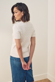 Lauren Ralph Lauren Natrissa Cable Knit Cotton Polo Shirt - Image 4 of 6