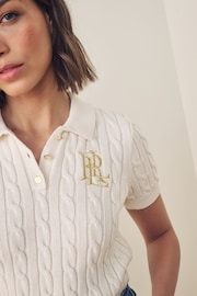 Lauren Ralph Lauren Natrissa Cable Knit Cotton Polo Shirt - Image 5 of 6