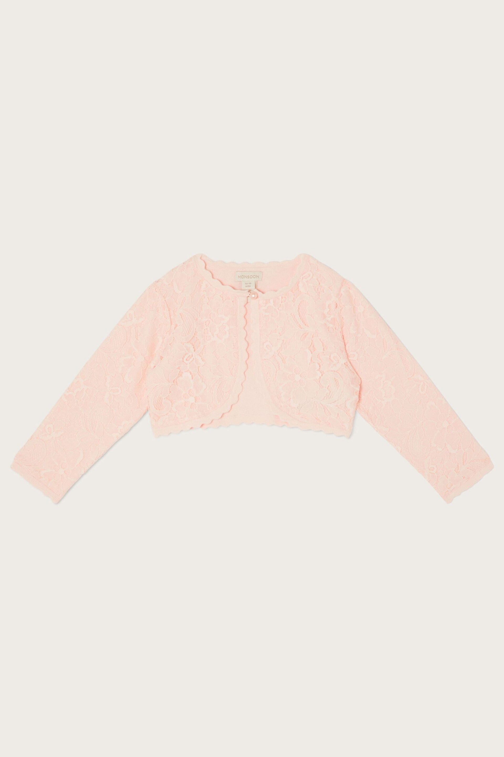 Monsoon Pink Baby Lace Cardigan - Image 1 of 3