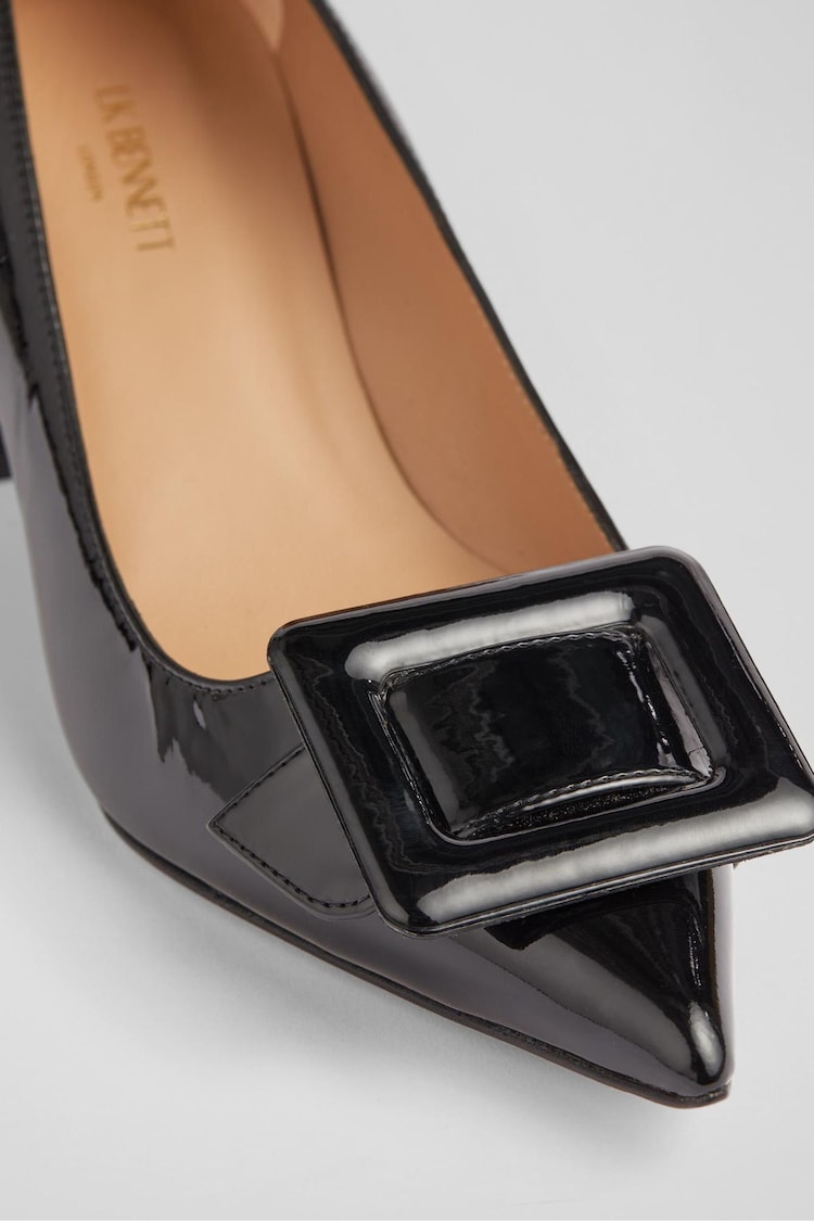 LK Bennett Black Tia Patent Buckle Detail Court Shoes - Image 4 of 4