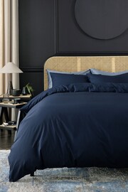 Navy Blue Collection Luxe 200 Thread Count 100% Egyptian Cotton Percale Duvet Cover And Pillowcase Set - Image 1 of 5