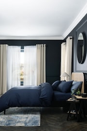 Navy Blue Collection Luxe 200 Thread Count 100% Egyptian Cotton Percale Duvet Cover And Pillowcase Set - Image 2 of 5