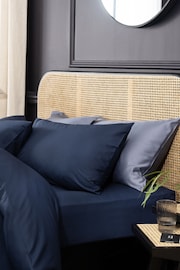 Navy Blue Collection Luxe 200 Thread Count 100% Egyptian Cotton Percale Duvet Cover And Pillowcase Set - Image 3 of 5