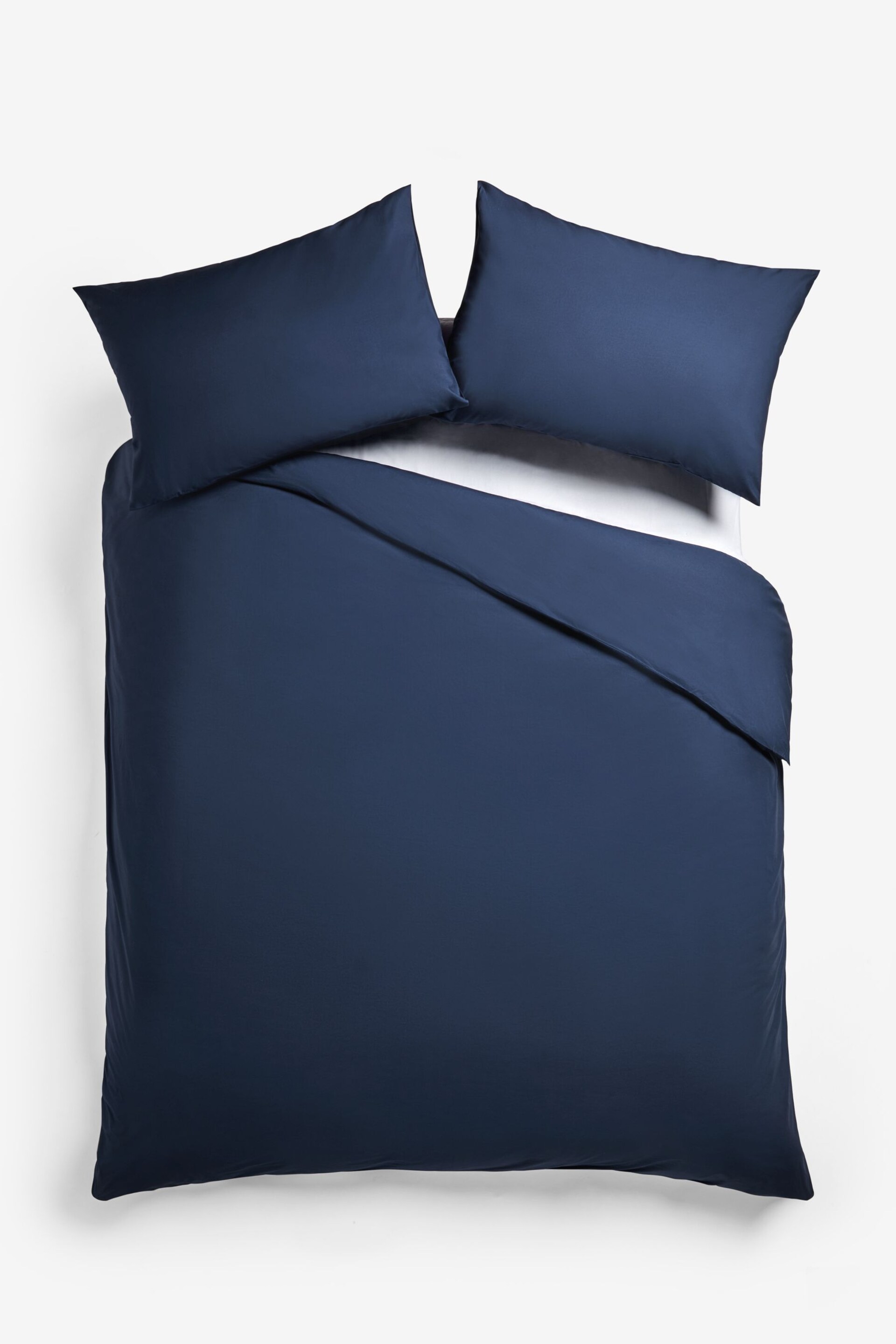 Navy Blue Collection Luxe 200 Thread Count 100% Egyptian Cotton Percale Duvet Cover And Pillowcase Set - Image 4 of 5