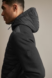 Black Quilted Hybrid Zip-Through Jacket - Image 6 of 10