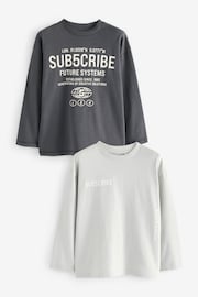 Grey Subscribe Long Sleeve T-Shirts 2 Pack (3-16yrs) - Image 1 of 3