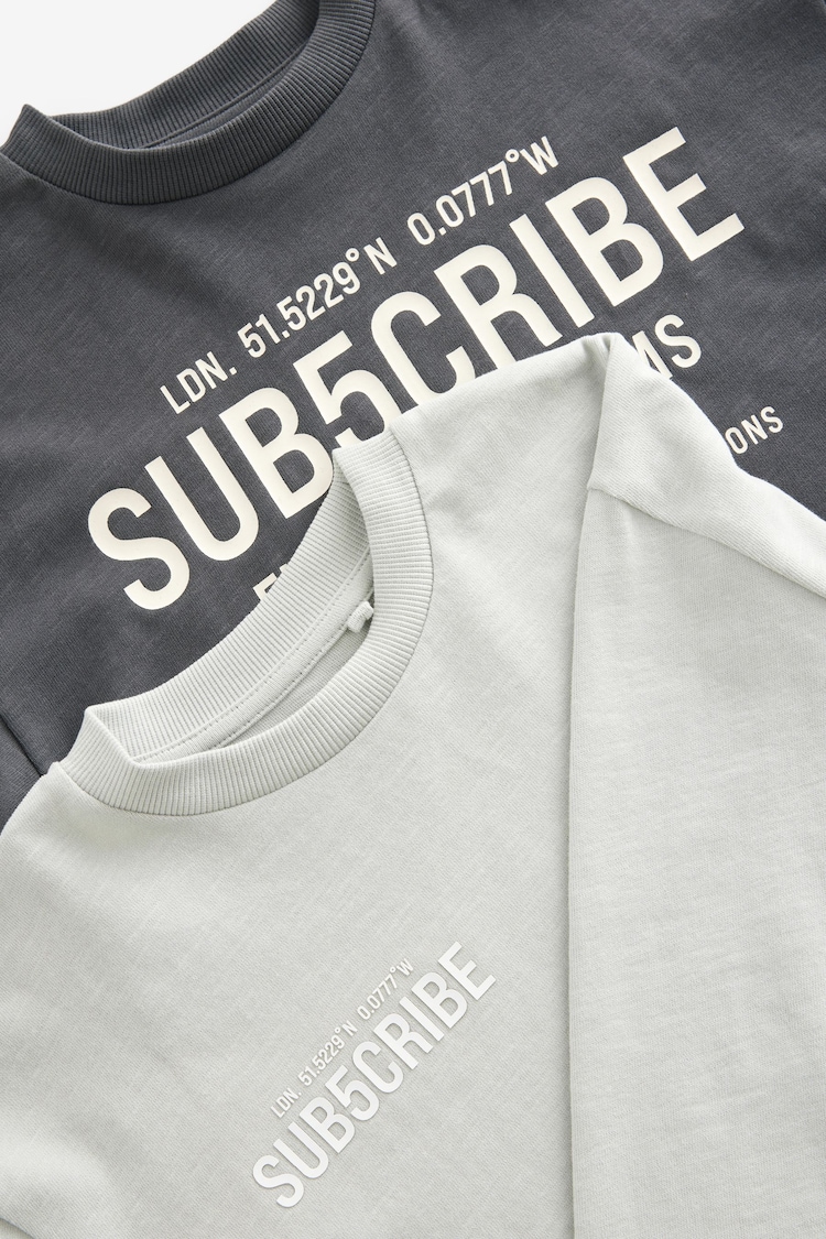 Grey Subscribe Long Sleeve T-Shirts 2 Pack (3-16yrs) - Image 3 of 3