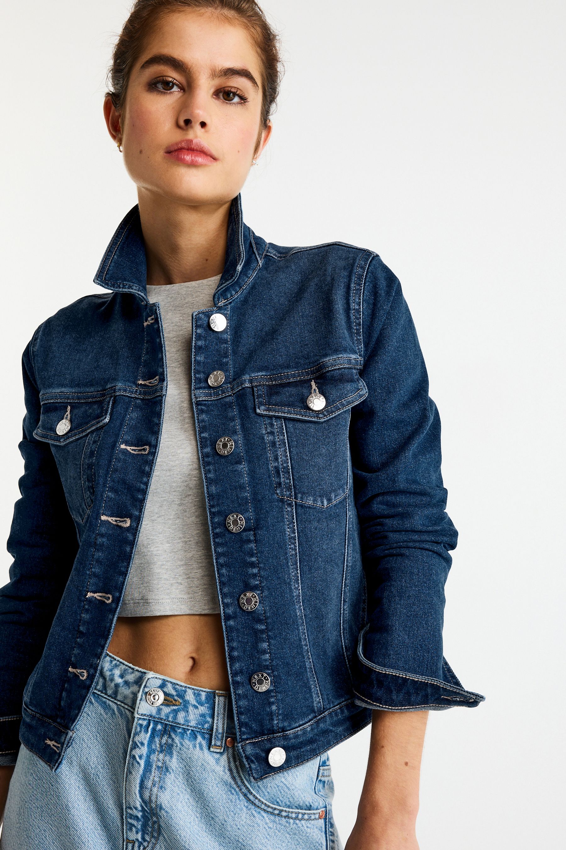 Blue black jean jacket sales