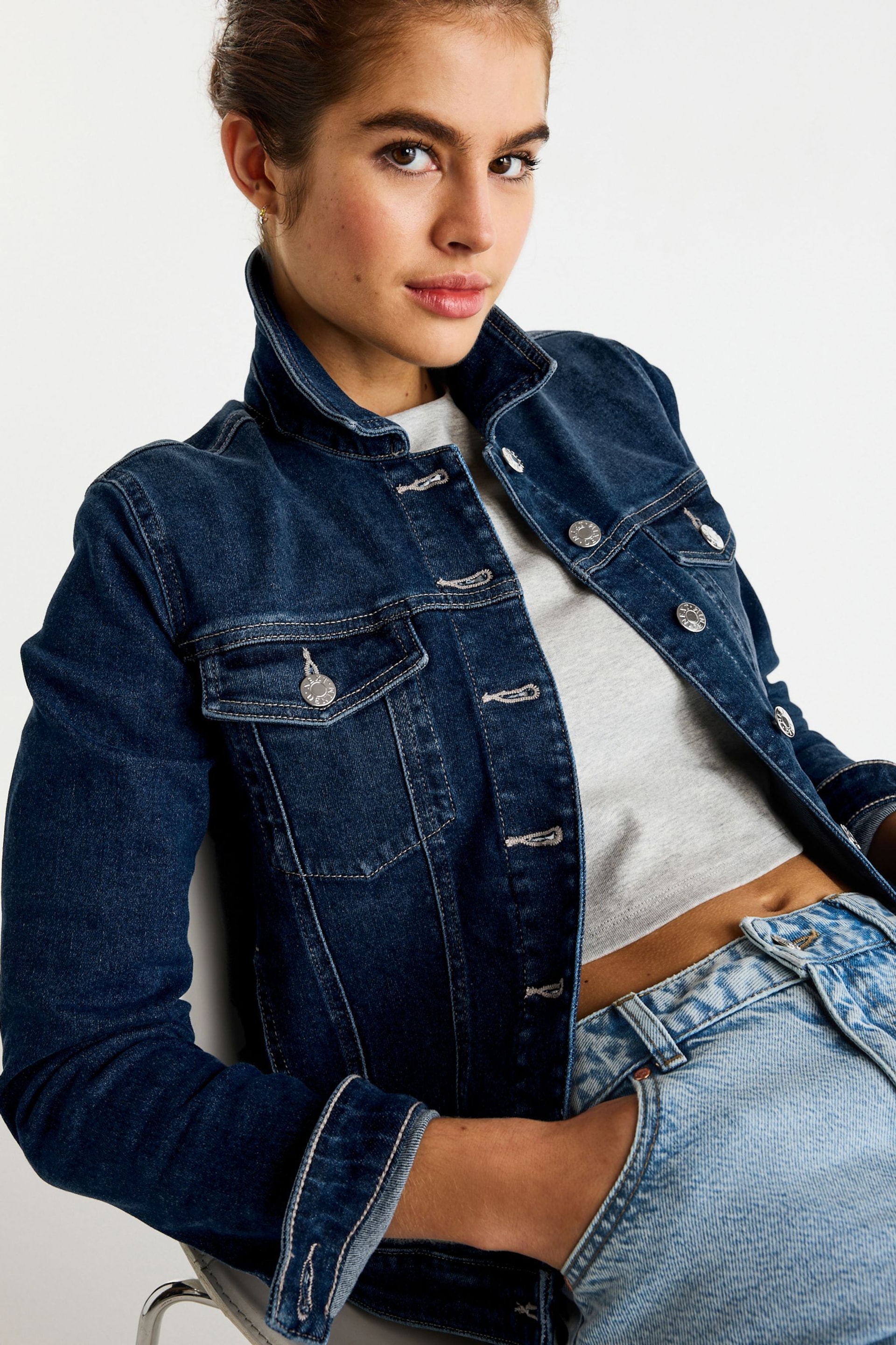 Dark Blue Wash Denim Jacket - Image 4 of 7