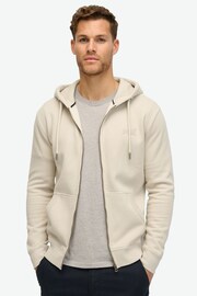 Superdry Light Stone Beige 100% Cotton Essential Logo Zip-Up Hoodie - Image 1 of 6