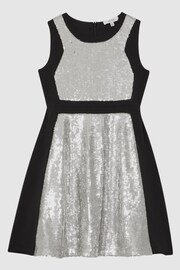 Reiss Black Libra Junior Relaxed Fit Sequin Dress - Image 2 of 5