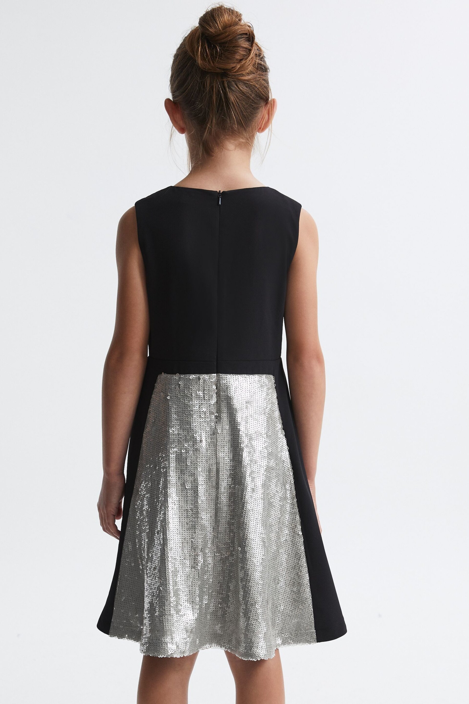 Reiss Black Libra Junior Relaxed Fit Sequin Dress - Image 4 of 5