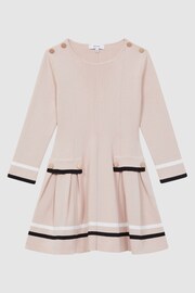 Reiss Pink Paige Junior Knitted Flared Dress - Image 2 of 5