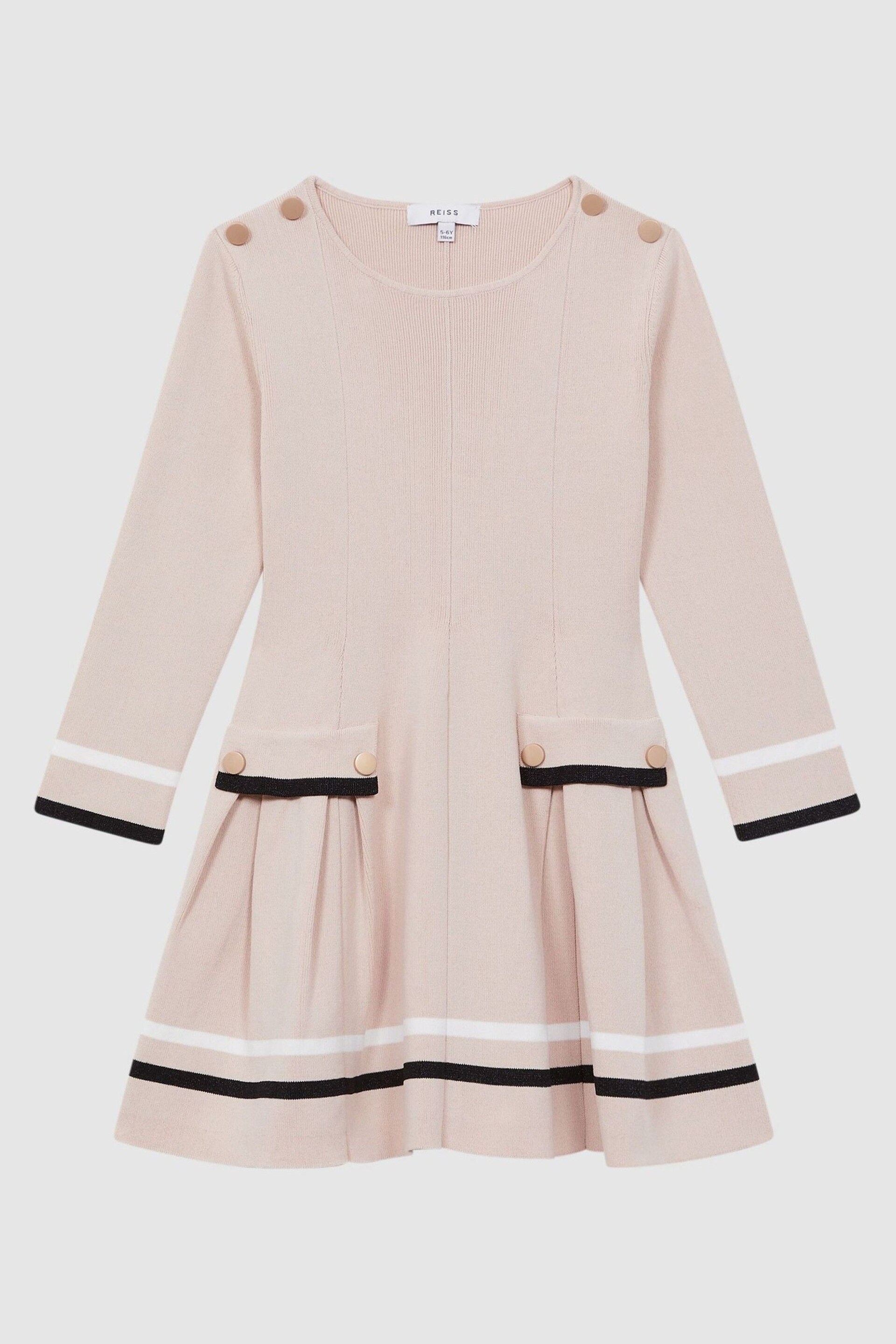 Reiss Pink Paige Junior Knitted Flared Dress - Image 2 of 5