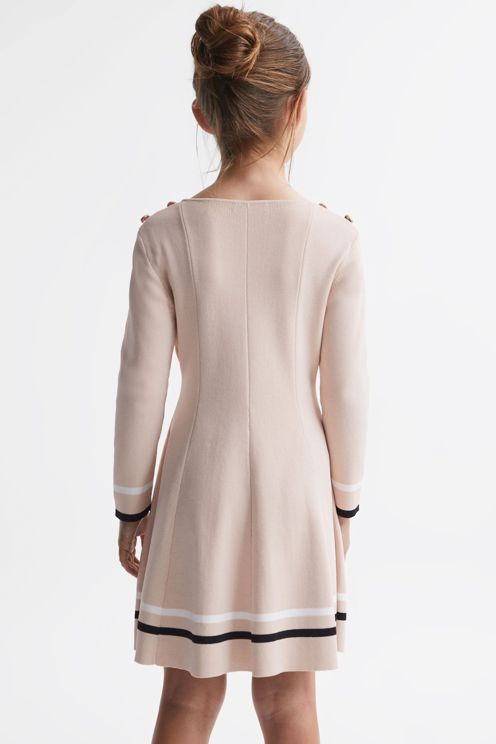 Reiss Pink Paige Junior Knitted Flared Dress - Image 4 of 5