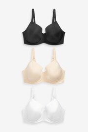 Black/White/Nude DD+ Pad Full Cup Smoothing T-Shirt Bras 3 Pack - Image 6 of 10