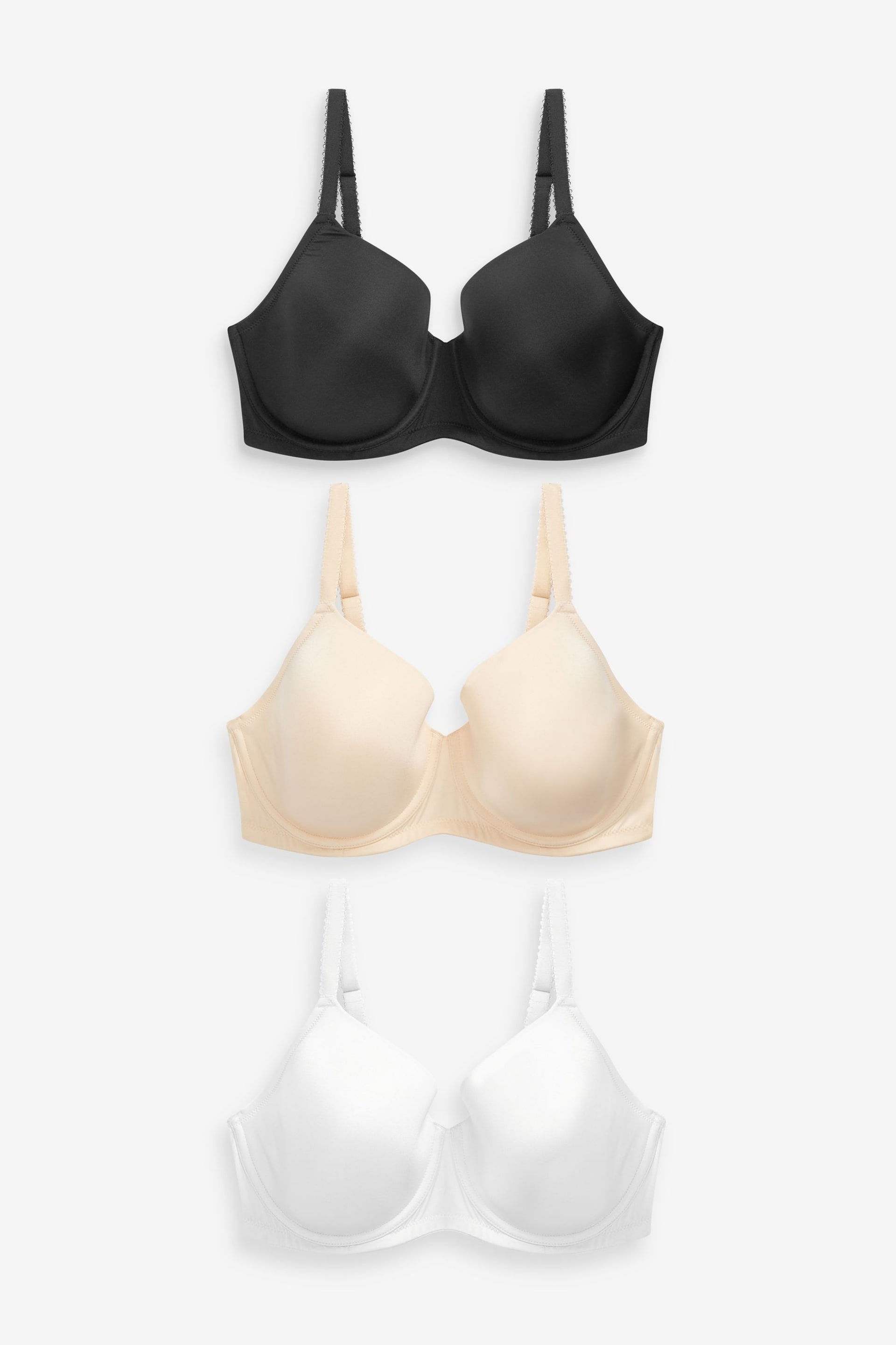 Black/White/Nude DD+ Pad Full Cup Smoothing T-Shirt Bras 3 Pack - Image 6 of 10
