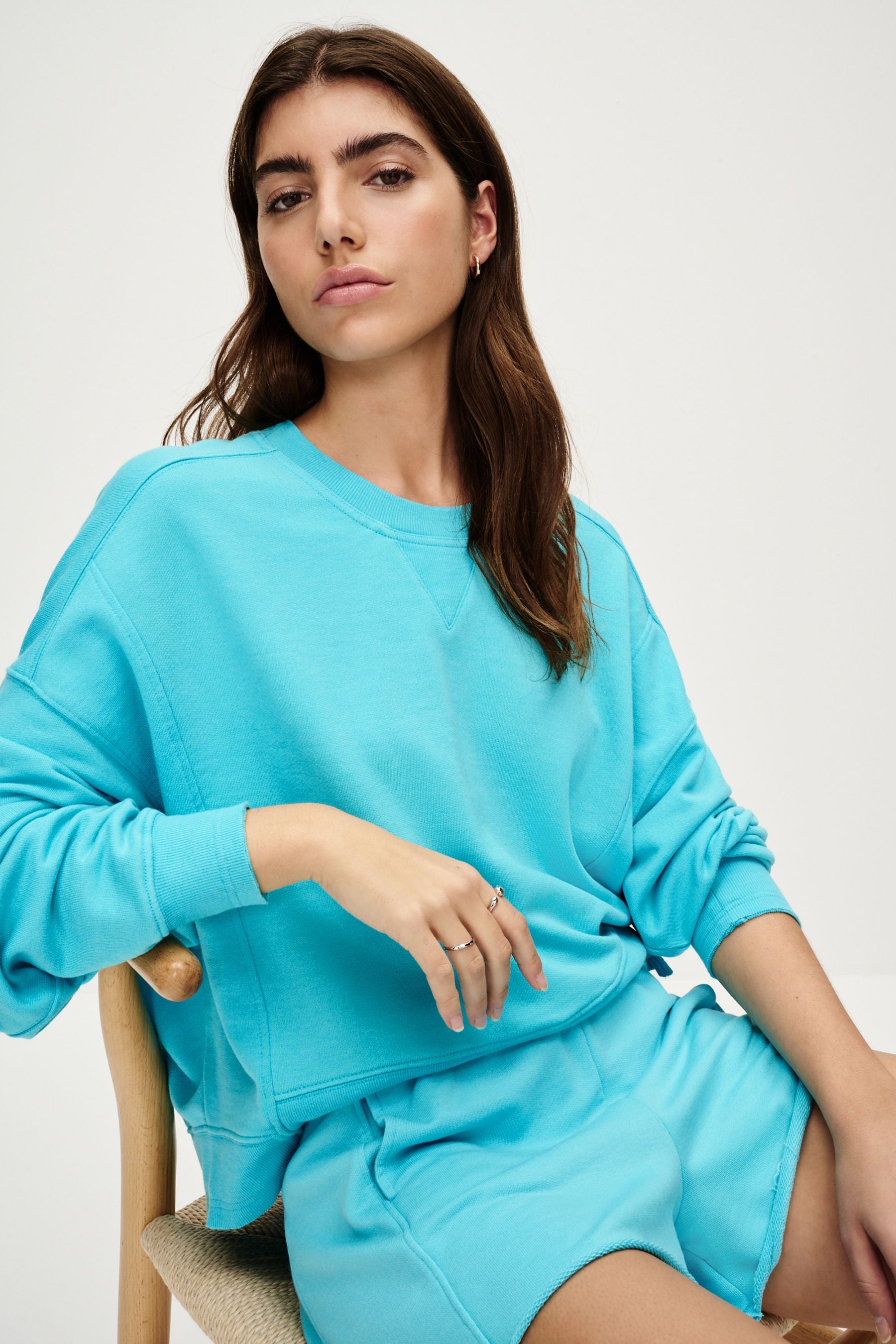 Buy Fluro Blue Raw Hem Detail Washed Crew Neck 100 Cotton Sweatshirt from Next South Africa