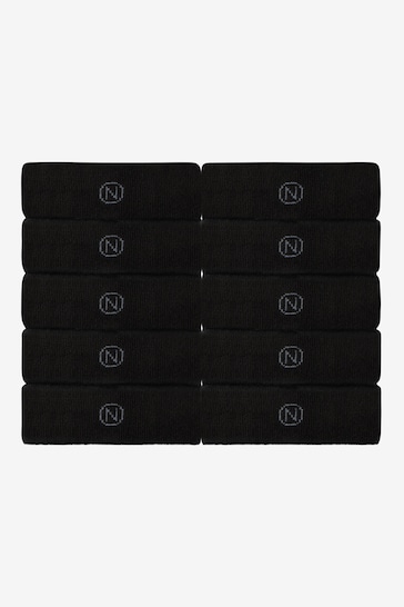 Black 10 Pack Cushioned Sole Comfort Socks