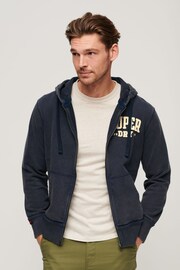 Superdry Rich Navy Vintage Athletic ZIp Hoodie - Image 1 of 6