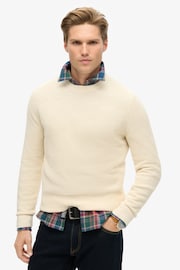 Superdry Ecru Heather Textured Crew Knit Jumper - Image 1 of 7