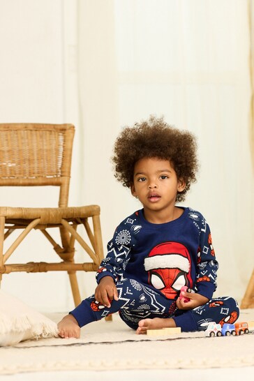 Navy Spiderman Christmas Snuggle Pyjamas (12mths-10yrs)
