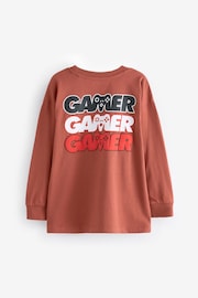 Rust Brown Game Controller Long Sleeve Graphic 100% Cotton T-Shirt (3-16yrs) - Image 2 of 3