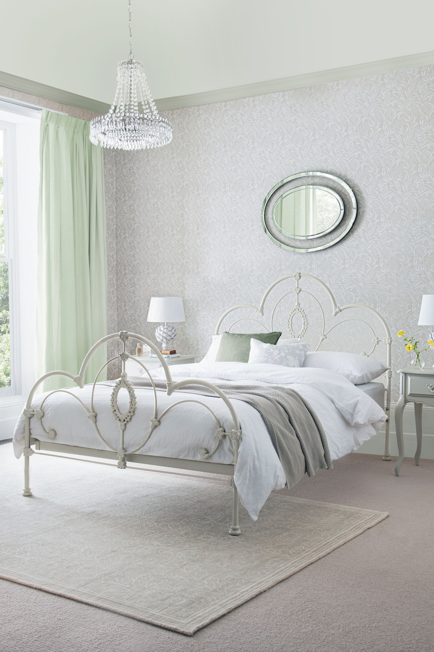 Ivory cheap iron bed