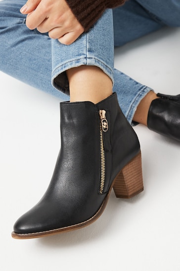 Dune London Black Zip-Up Paicey Ankle Boots