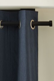 Ink Navy Blue Cotton Blackout/Thermal Eyelet Curtains - Image 5 of 7