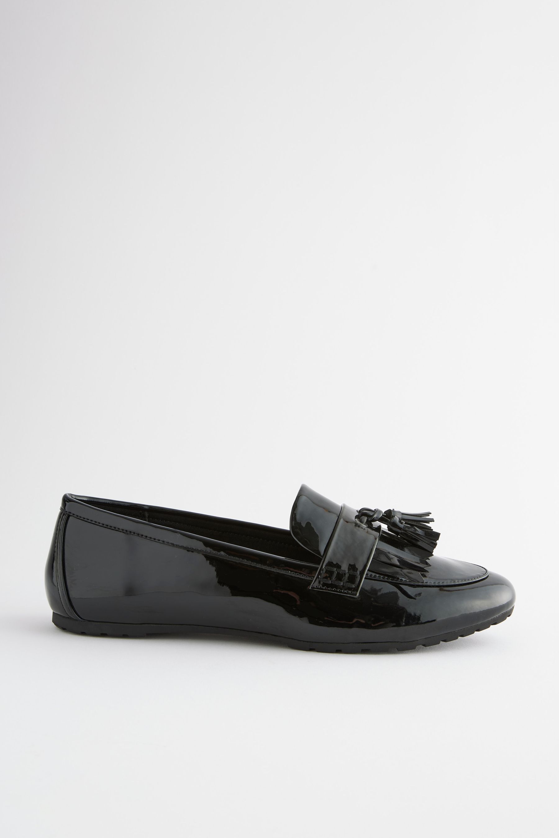Black patent tassel loafers womens discount