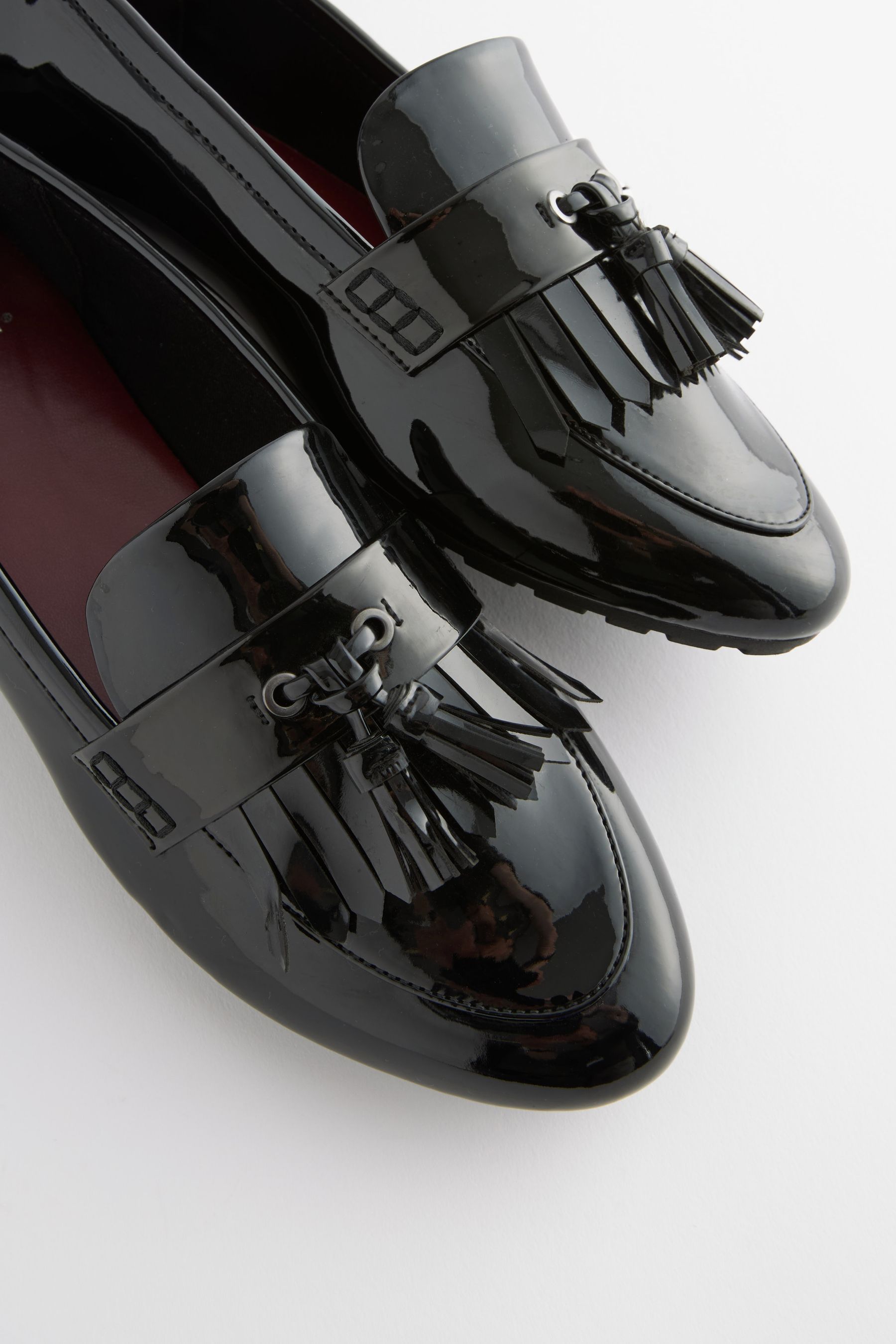 Buy Black Patent Forever Comfort Cleated Tassel Loafers from the Next UK online shop