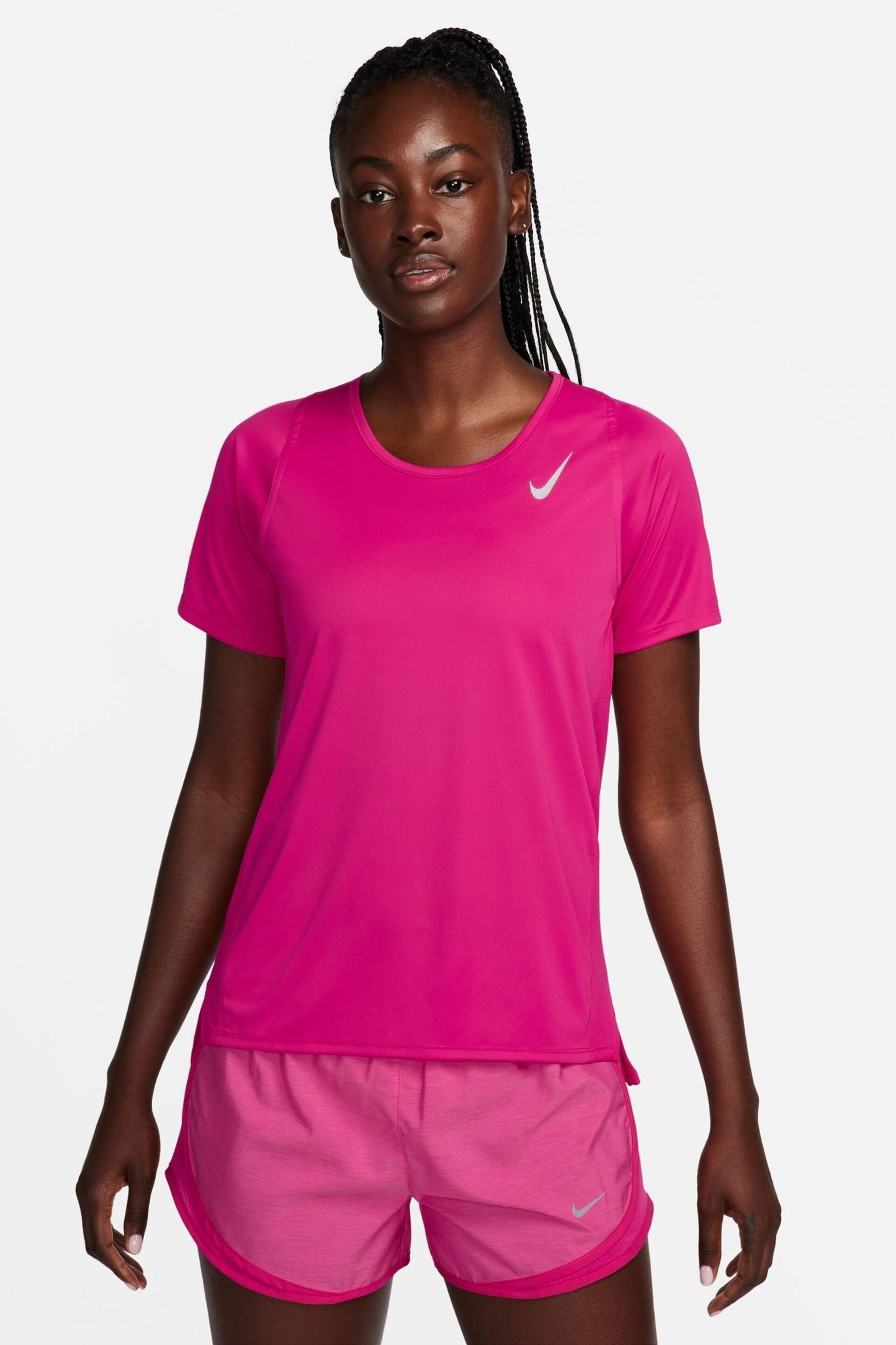 Nike Fushsia Pink Dri-FIT Race Short Sleeve Running Top - Image 1 of 5
