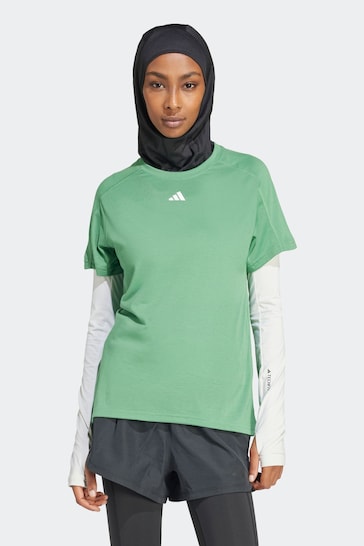 adidas Green Aeroready Train Essentials Minimal Branding Crewneck T-Shirt