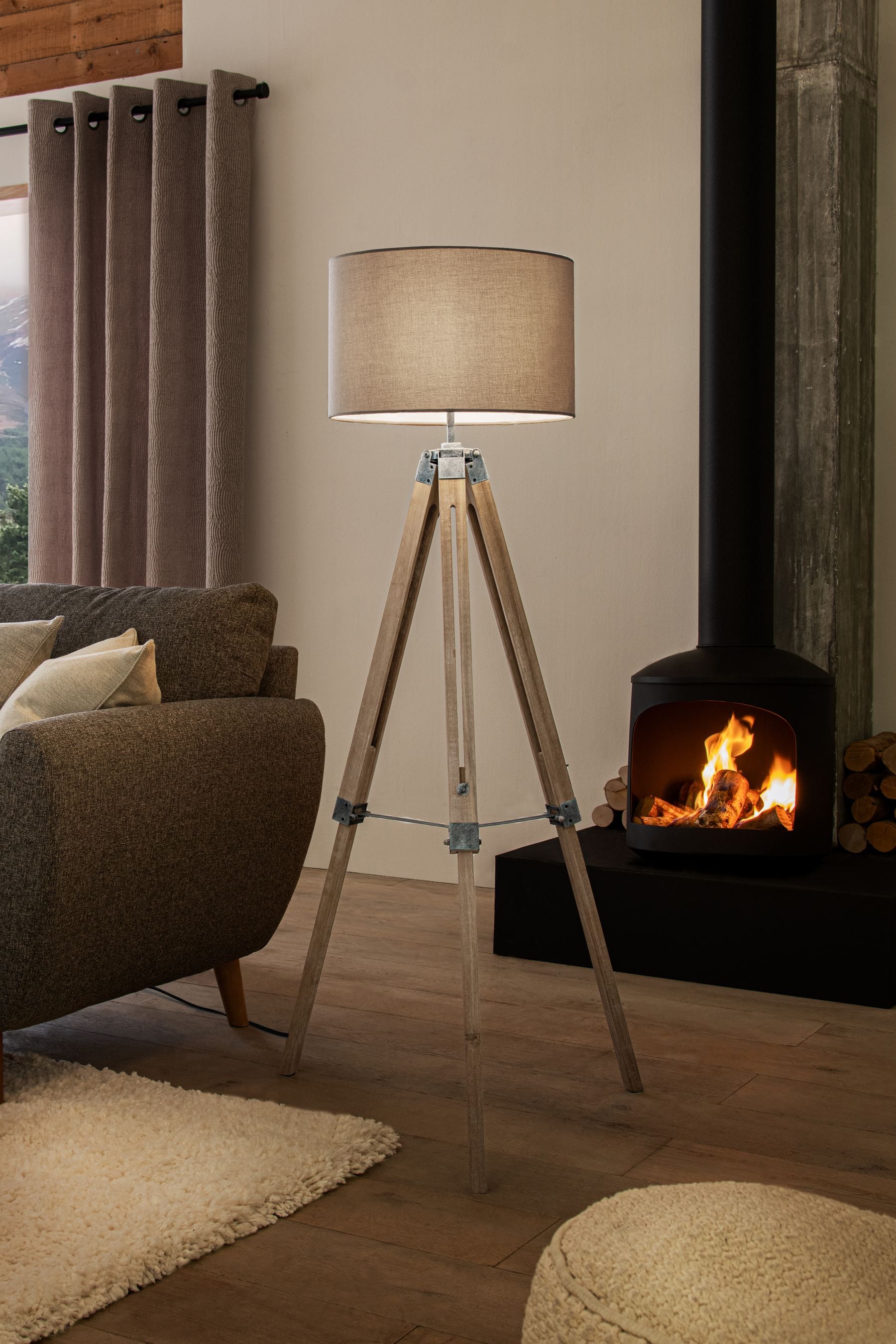 Buy Grey Bronx Wood Tripod Floor Lamp from the Next UK online shop