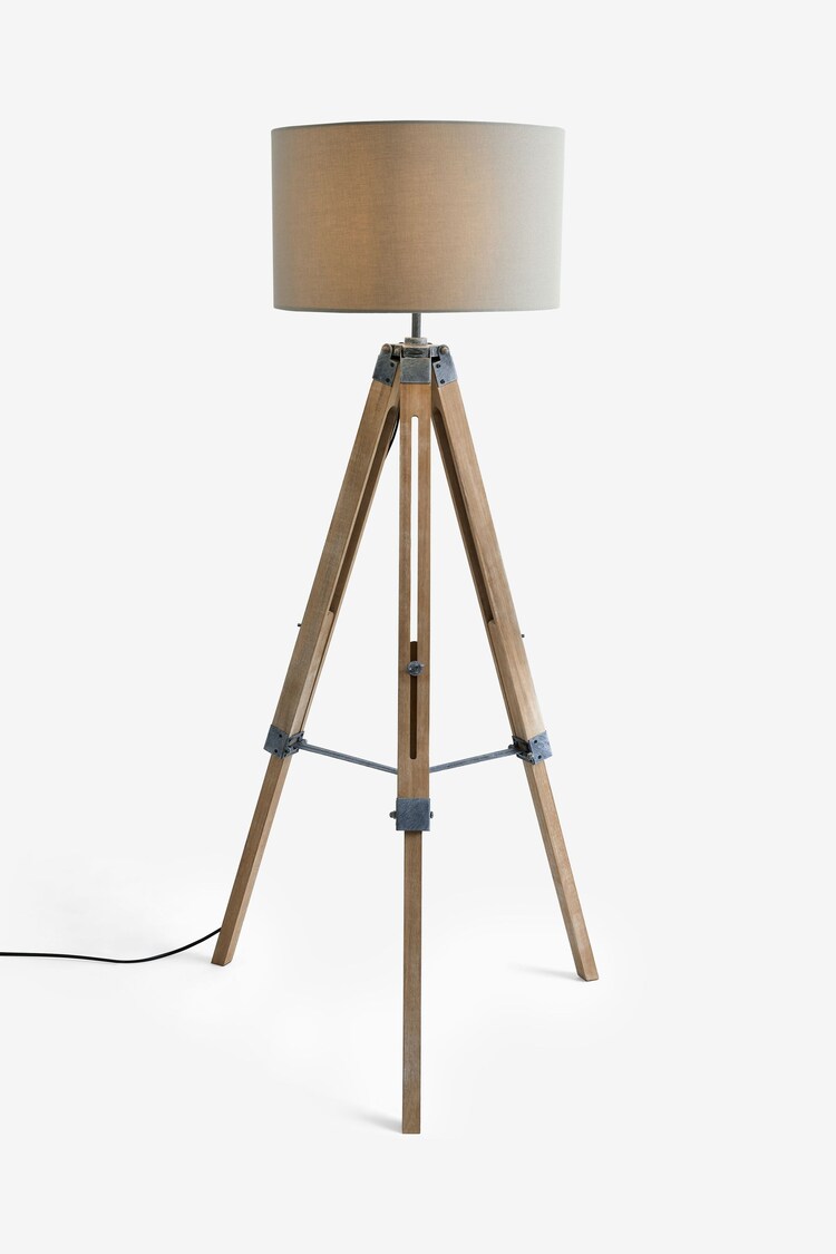 Grey Bronx Wood Tripod Floor Lamp - Image 5 of 8