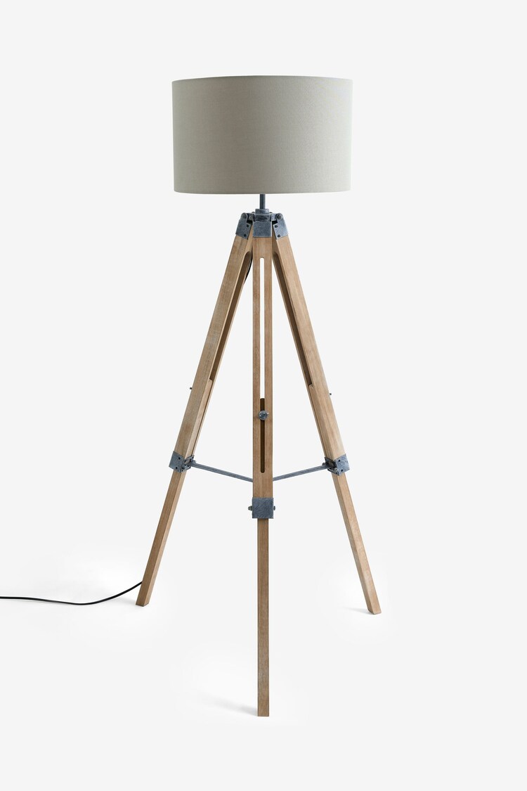 Grey Bronx Wood Tripod Floor Lamp - Image 6 of 8