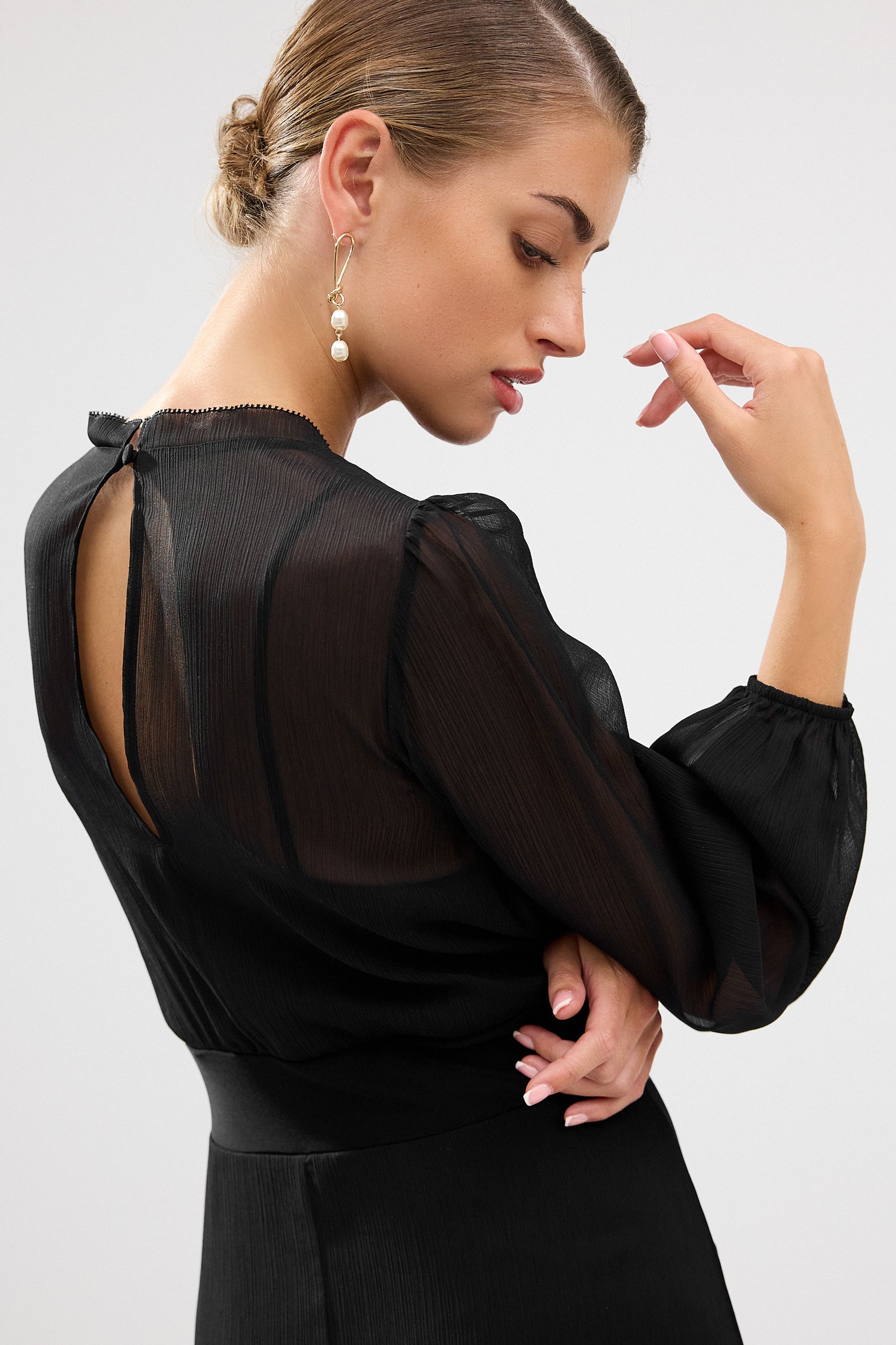 Long black dress with sleeves uk discount