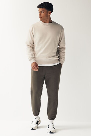 Neutral Brown Relaxed Fit Joggers