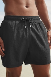 Black Seersucker Plain Premium Swim Shorts - Image 1 of 8