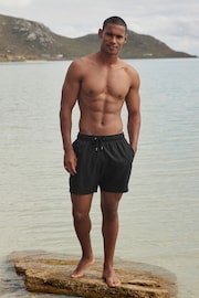 Black Seersucker Plain Premium Swim Shorts - Image 2 of 11