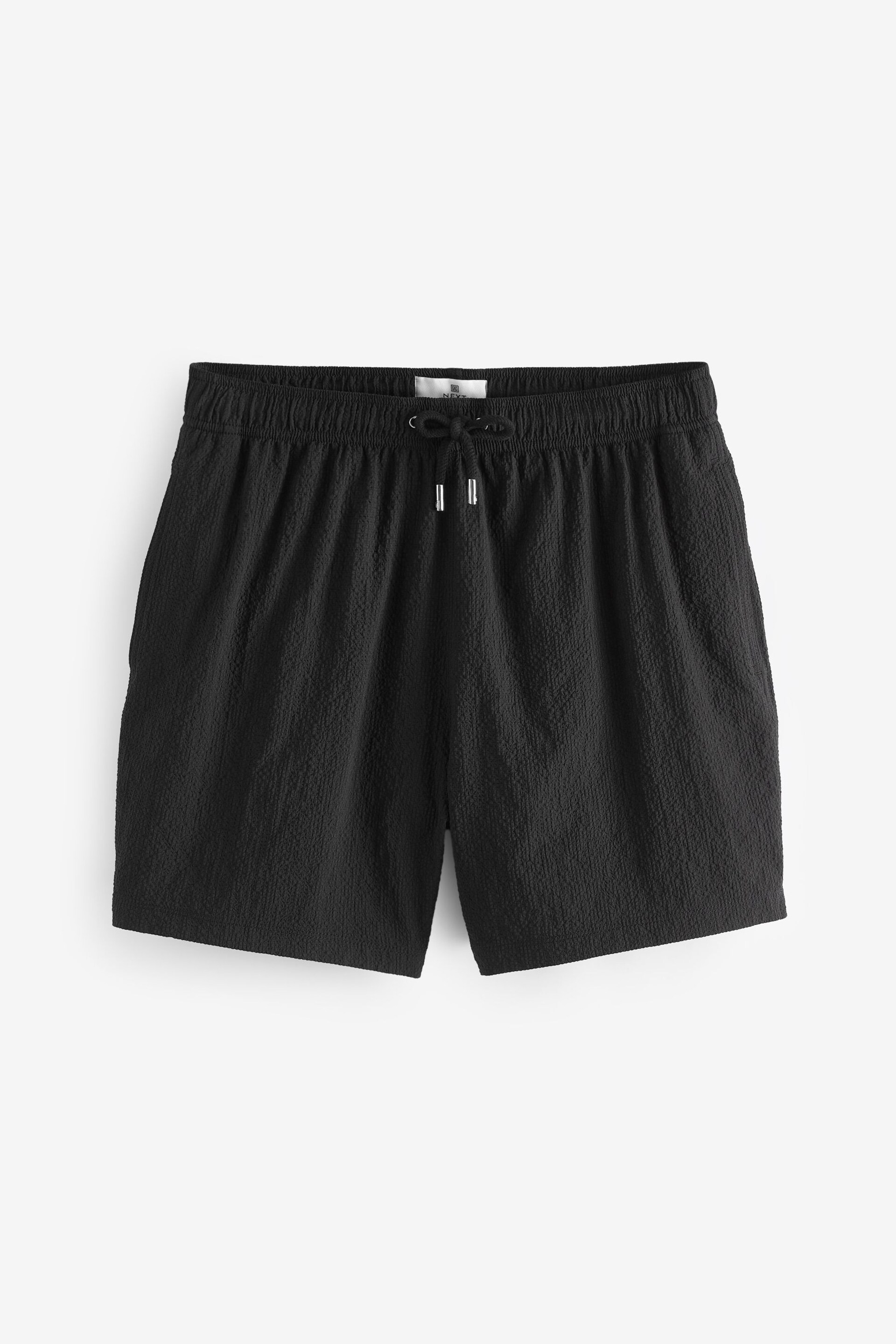 Black Seersucker Plain Premium Swim Shorts - Image 7 of 11