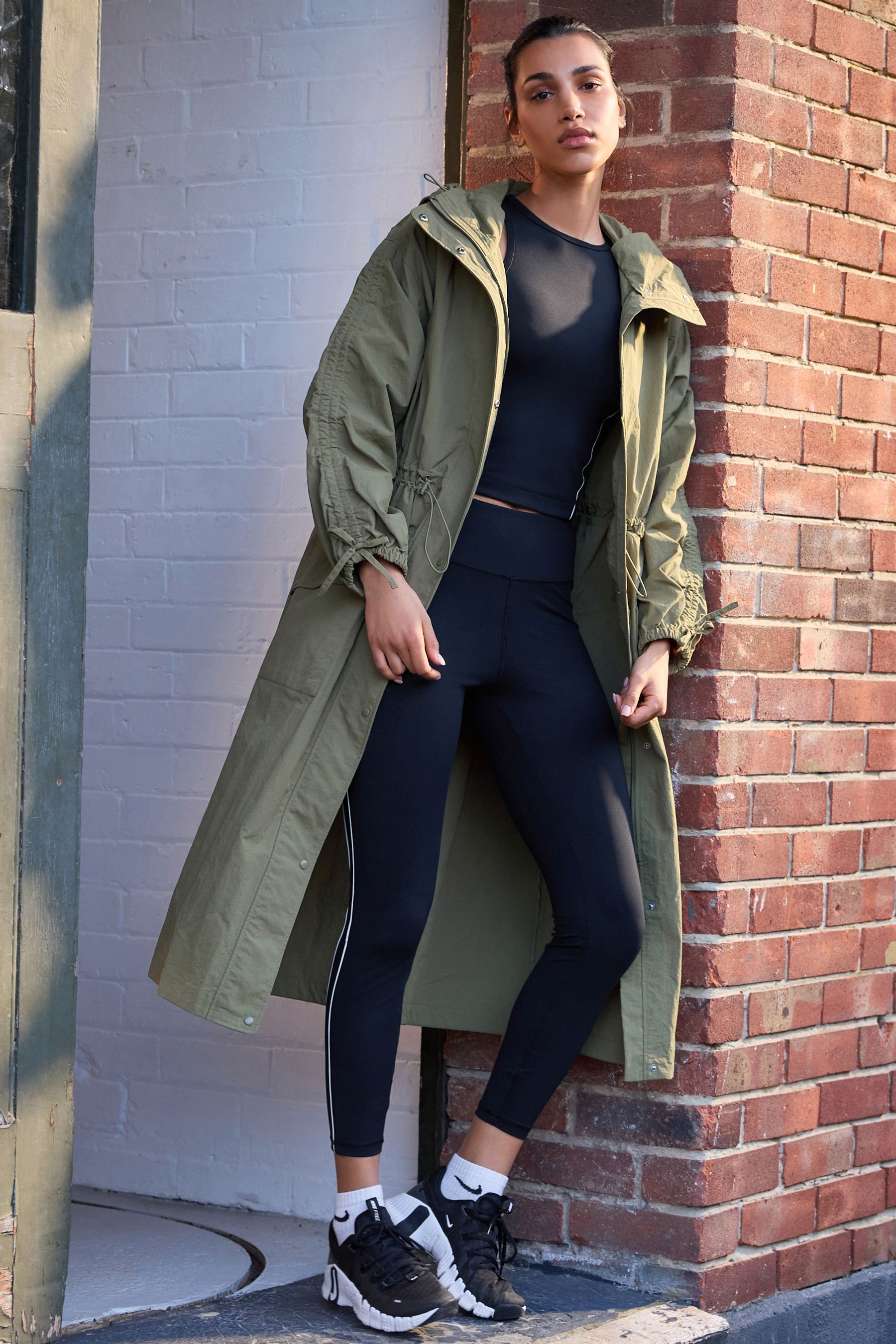 Longline khaki jacket deals