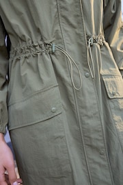 Khaki Green Longline Shower Resistant Raincoat - Image 5 of 8